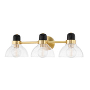 Cami Three Light Vanity in Aged Brass