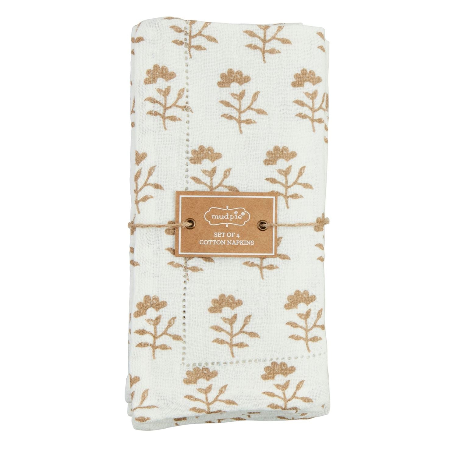 Floral Tan/White Napkin Set