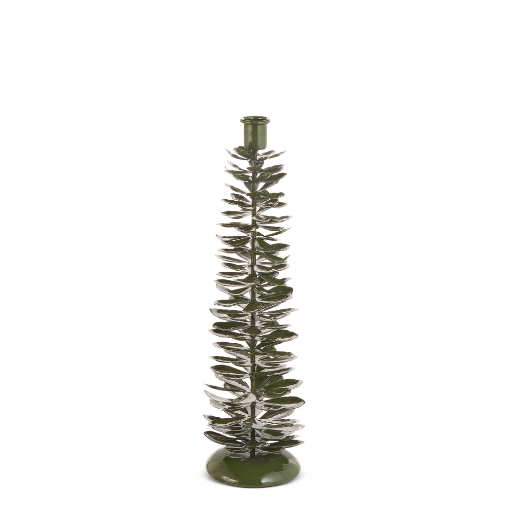 14" Green Pinecone Candle Holder