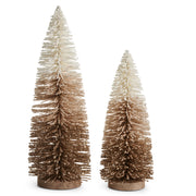 Beige Flocked Glittered Bottle Brush Trees