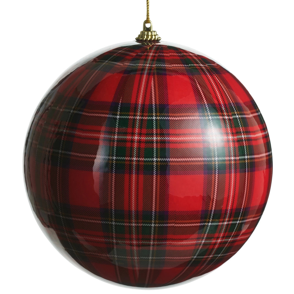 4" Red Plaid Ball Ornament