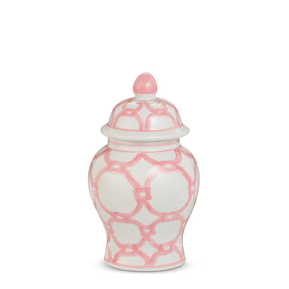 8.5" Pink And White Pattern Ginger Jar