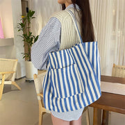 Blue Striped Tote Bag