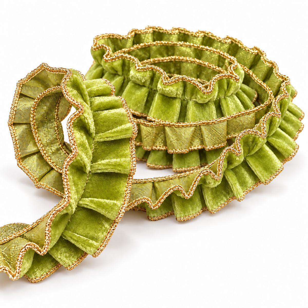 John Mark Apple Velvet Pleated Metallic 1.5" Ribbon