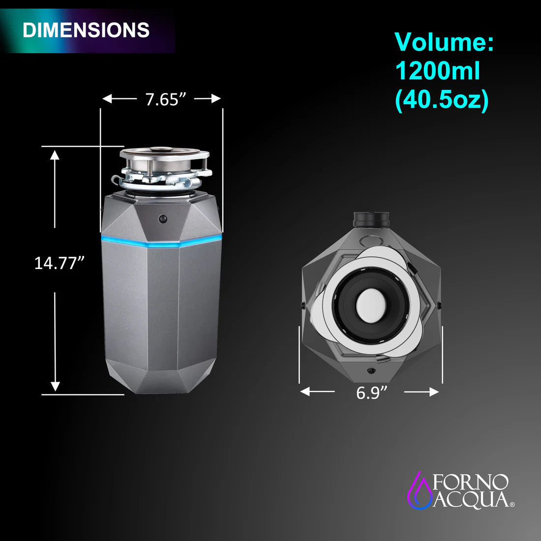 Forno Acqua Bright 1HP Black Onyx Garbage Disposal