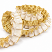 John Mark White Velvet Pleated Metallic 1.5" Ribbon