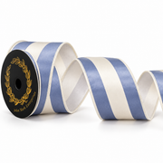 John Mark Satin Pale Blue & White Striped 4" Ribbon