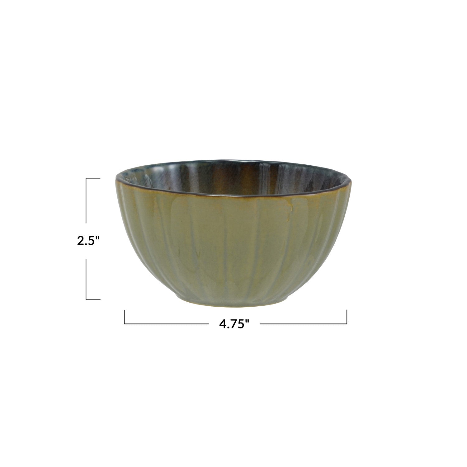 Sage Green Medium Fluted Bowl