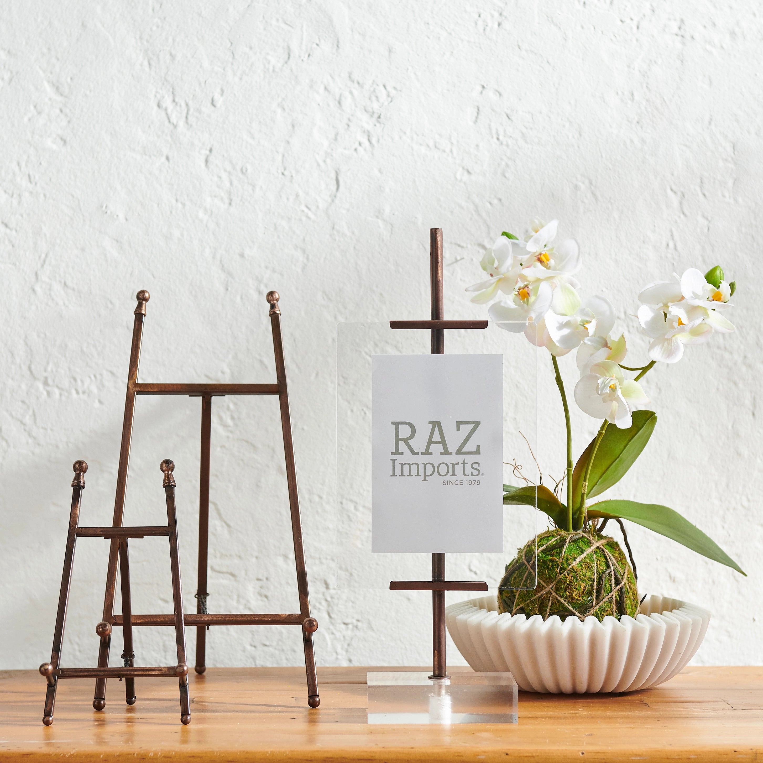 15" Real Touch White Orchid With Moss Ball