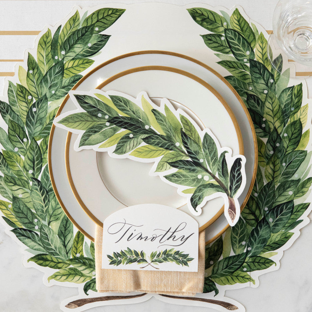Die-cut Green Laurel Wreath Placemat