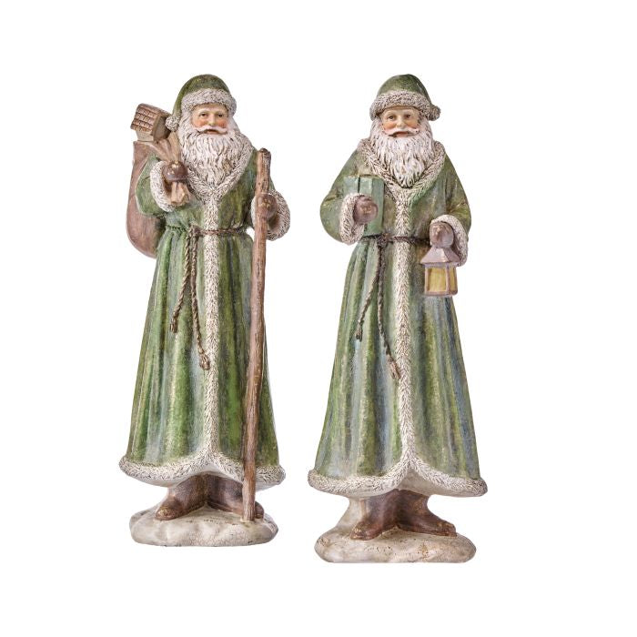 13" Green Resin Santa