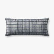 Navy Woven Plaid Lumbar Pillow