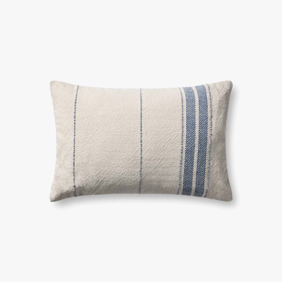 Selena Natural Blue Lumbar Pillow