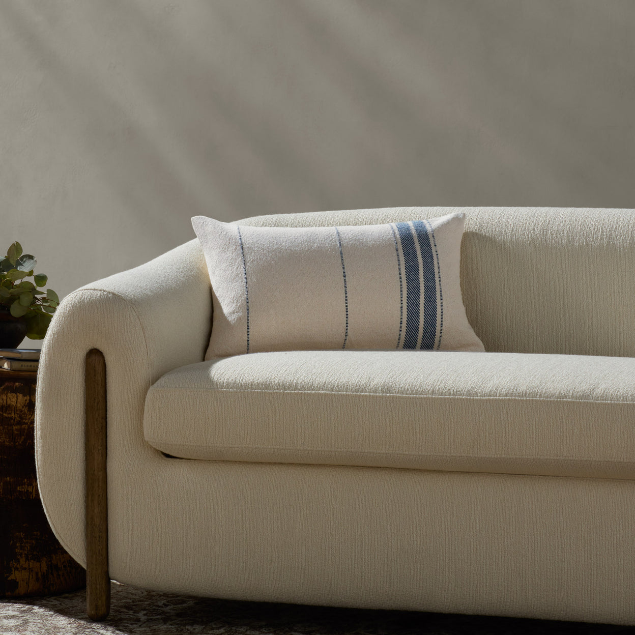 Selena Natural Blue Lumbar Pillow