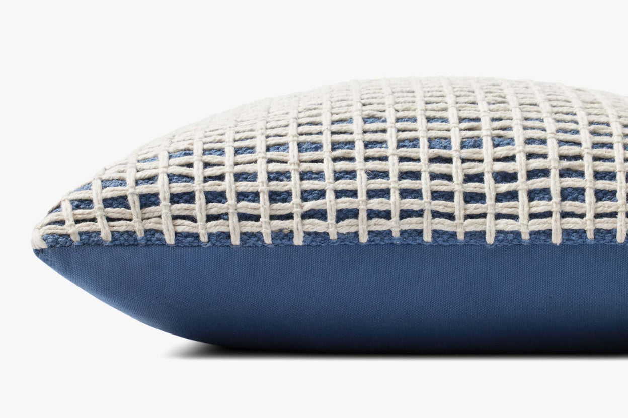 Blue Cream Grid Pillow