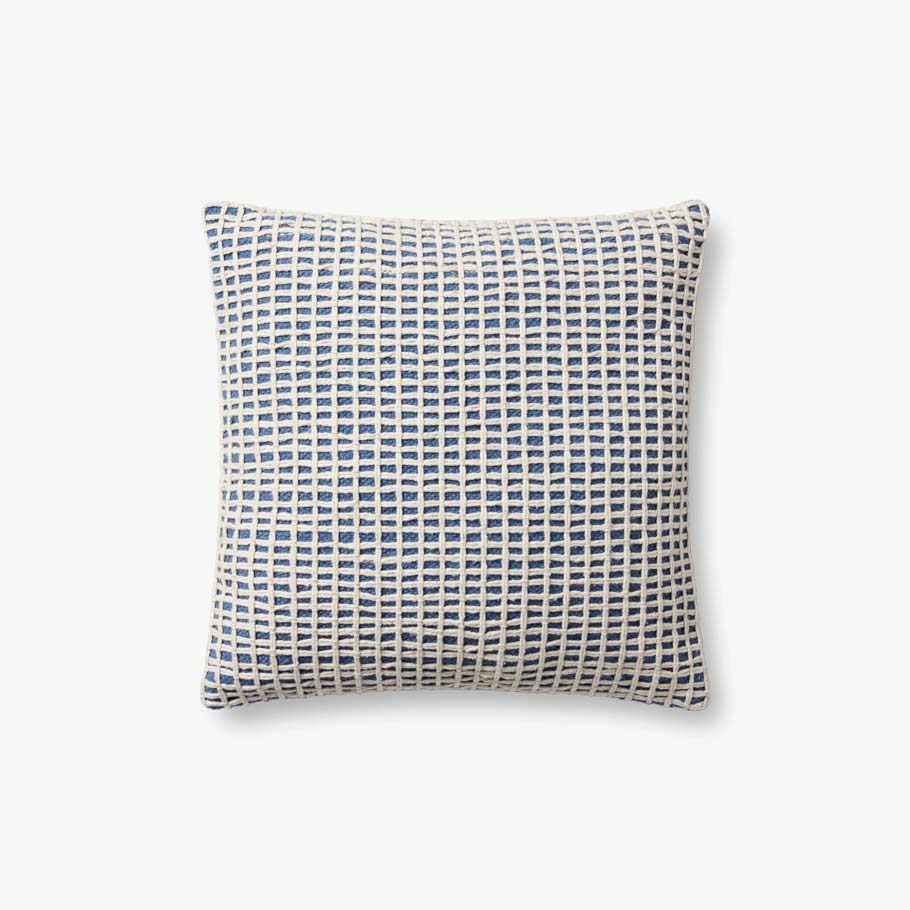 Blue Cream Grid Pillow