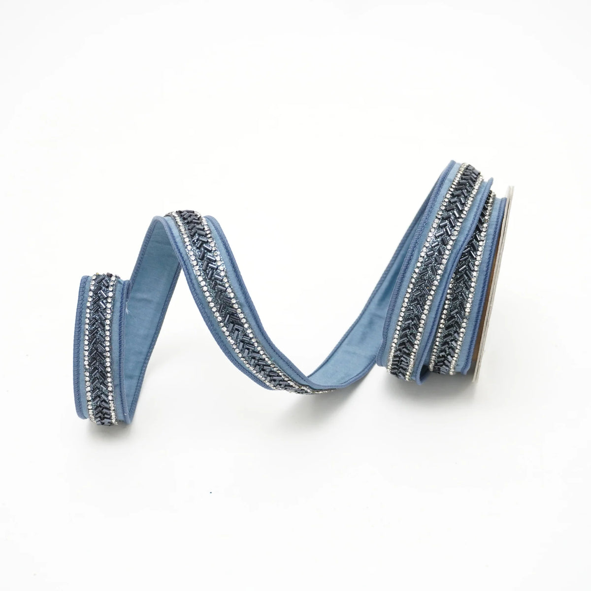 Steel Blue Baguettes Trim 1" Ribbon