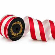 John Mark Satin Red & White Stripe 4" Ribbon
