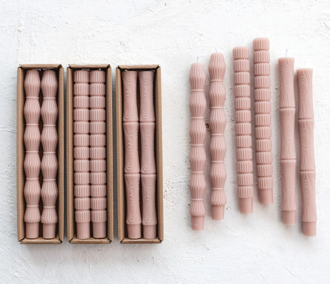 Sculpted Mauve Unscented Taper Candle