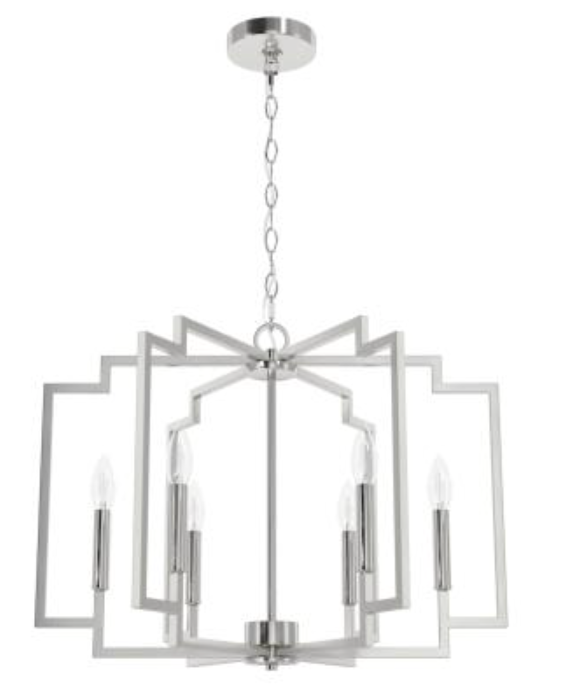 Zoe Brushed Nickel 6 Light Chandelier