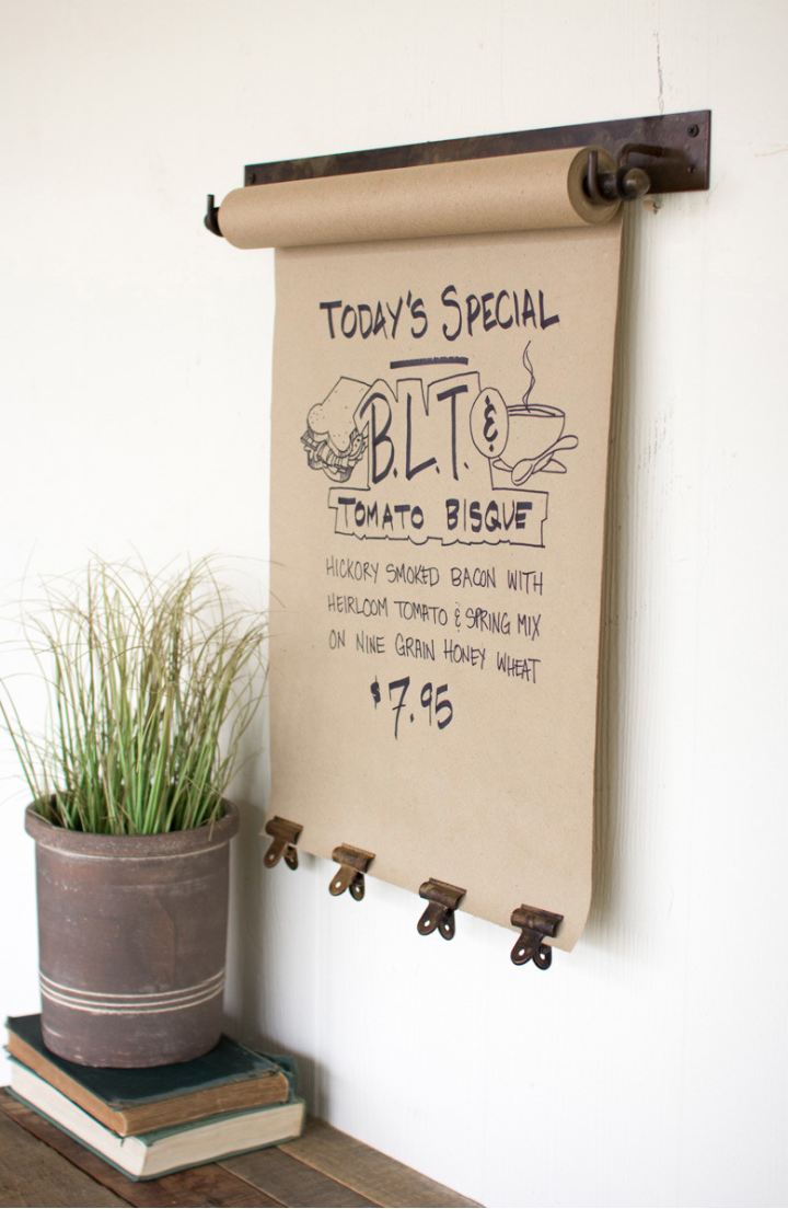 Hanging Note Roll with 4 Brass Finish Clips Set\ 22"