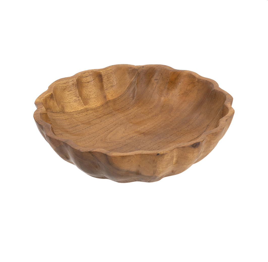 Shallow Teak Wood Bowl