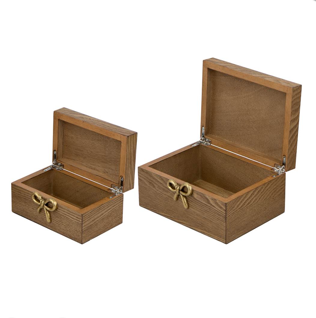 Gold Bow Wooden Storage Boxes
