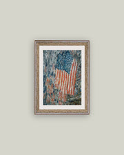 Patriotic Flag Print Framed Antique Art