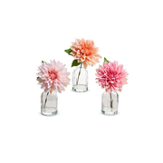 10" Real Touch Dahlia In Glass Vase