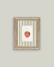 Strawberries on Stripes Framed Antique Art