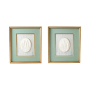 Wood Framed Wall Décor w/ Embossed Resin Botanicals, Gold Finish & Multi Color, 2 Styles ©