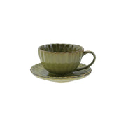 Sage Green Fluted Mug w/ Saucer