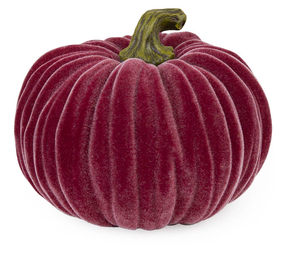 6.5" Dia Velvet Pumpkin Burgundy Fall