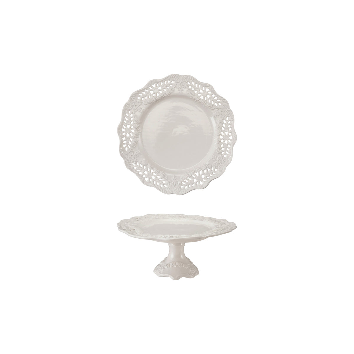 Stoneware Scalloped Lace Pedestal