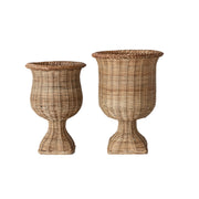 Woven Rattan Urns - Set of 2