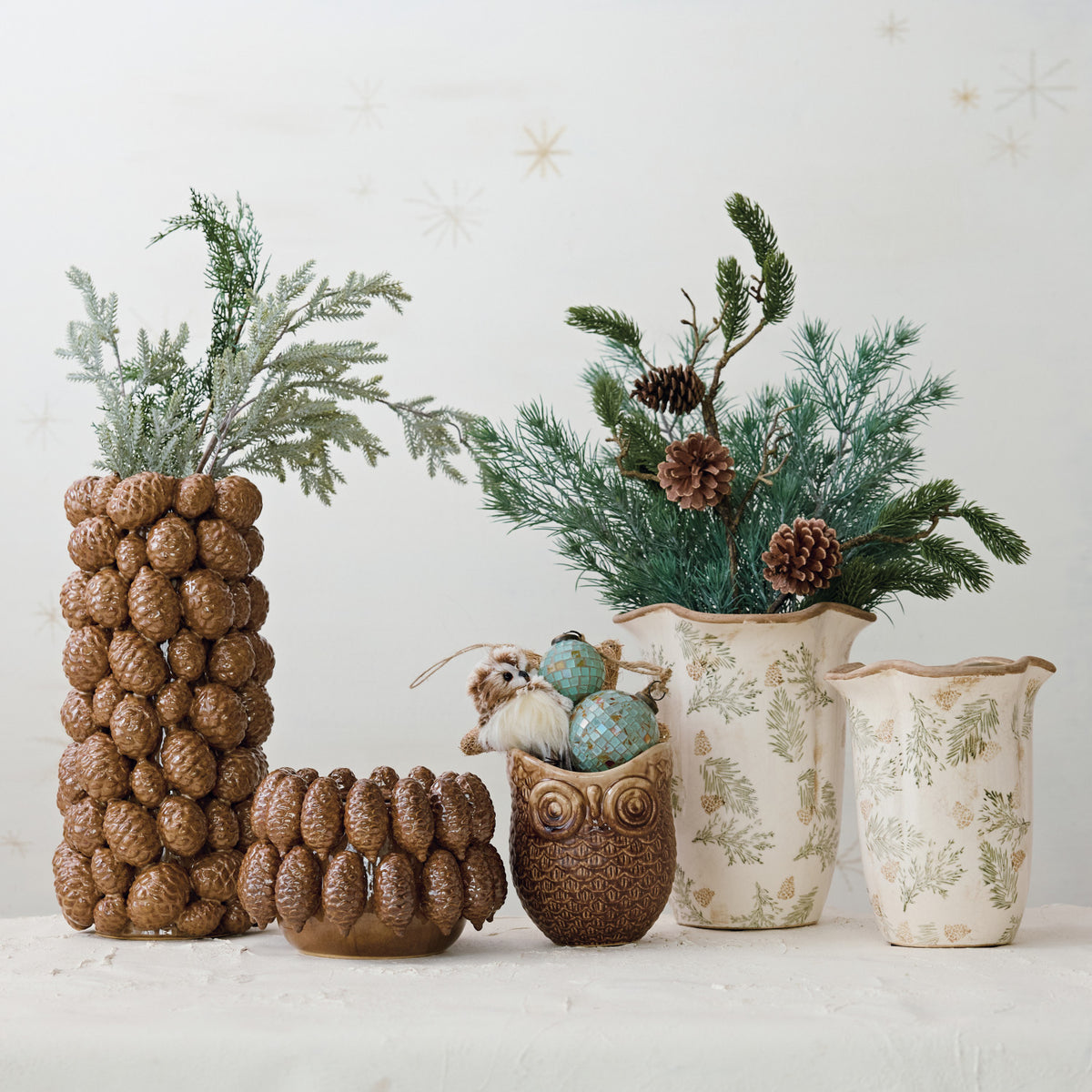 Stoneware Scalloped Vase