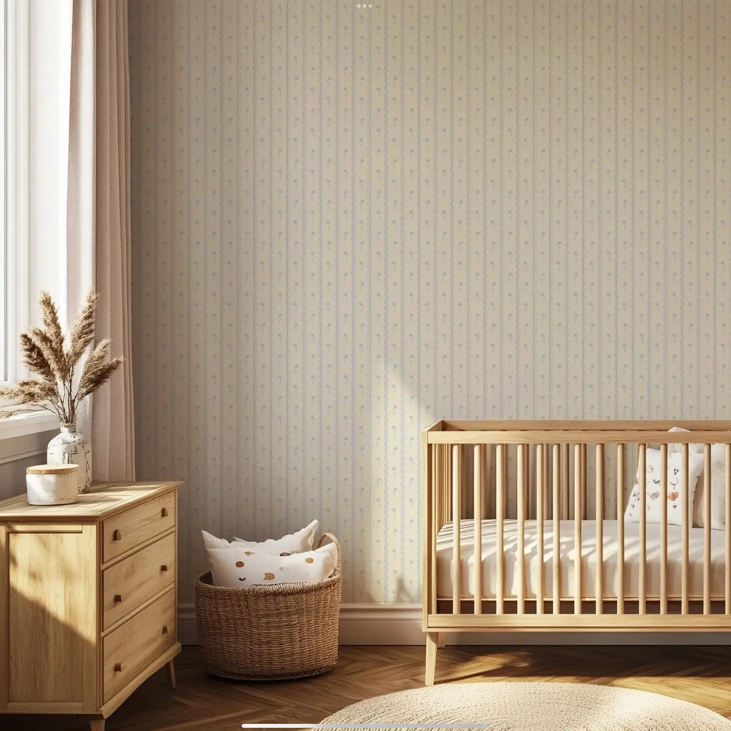 Baby Blue Floral Stripes