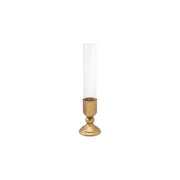 Gold Metal Taper Holder w/ Glass Hurricane
