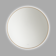 Cadre Satin Brass Round Illuminated Mirror