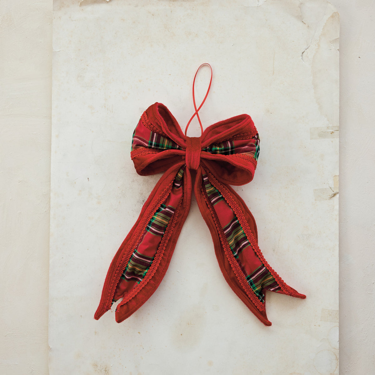 Red & Green Plaid Oversized Bow Ornament