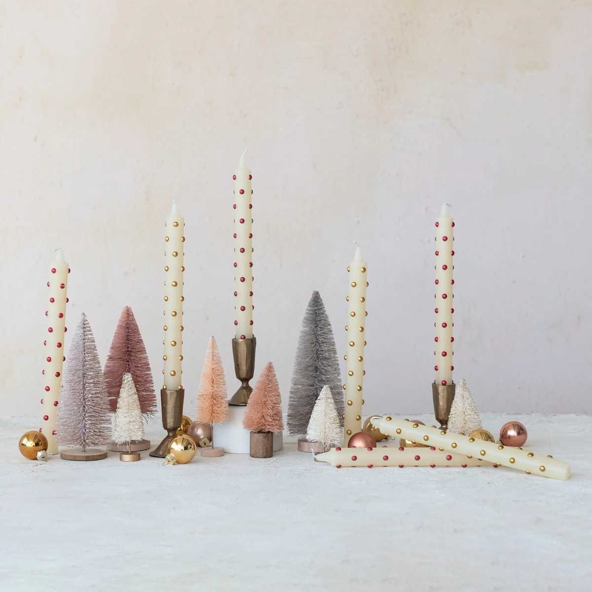 Gold Dotted Unscented Taper Candles