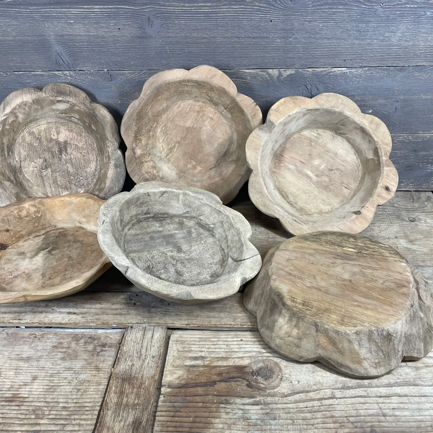 Wooden Flower Dough Bowl