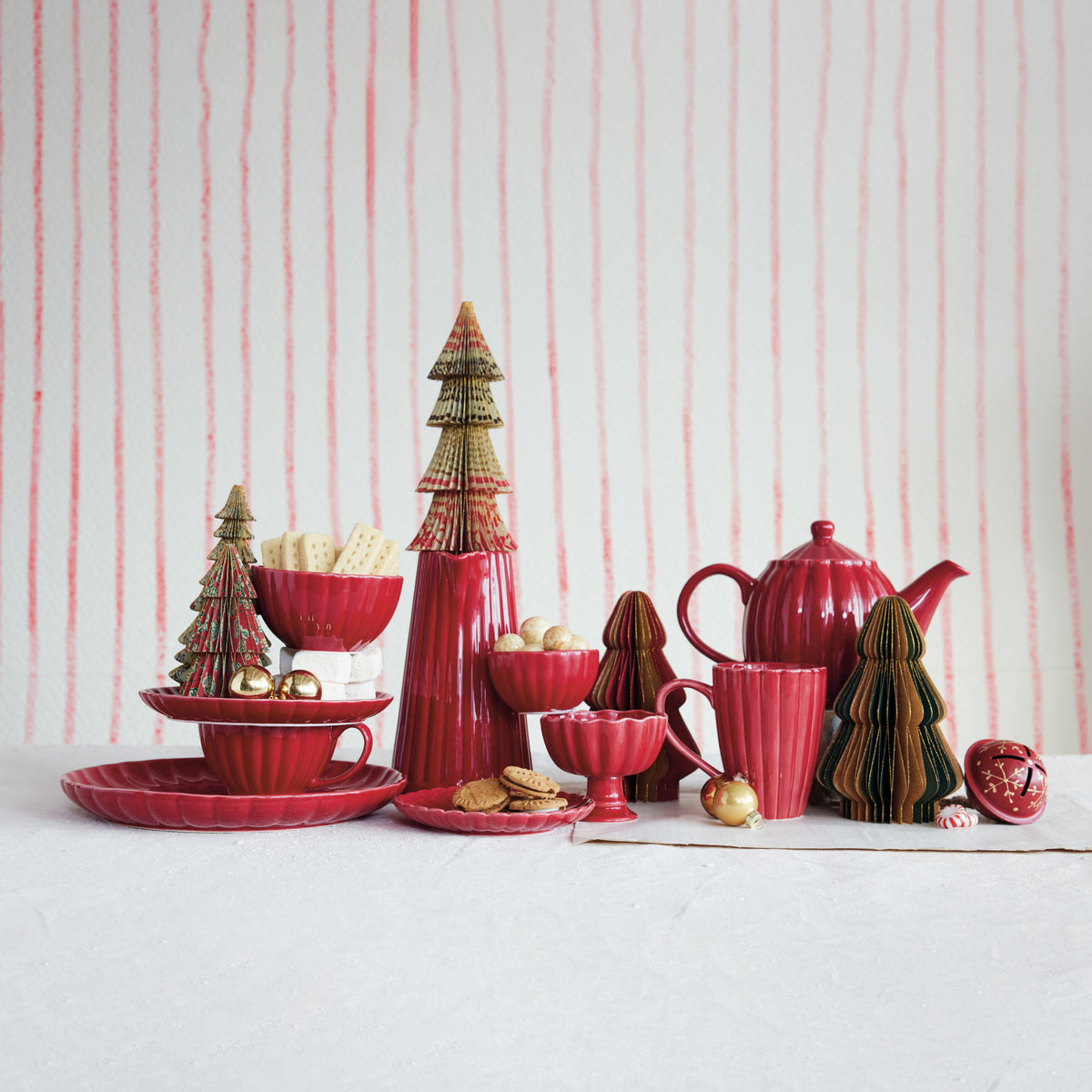 Red Small Fluted Bowl