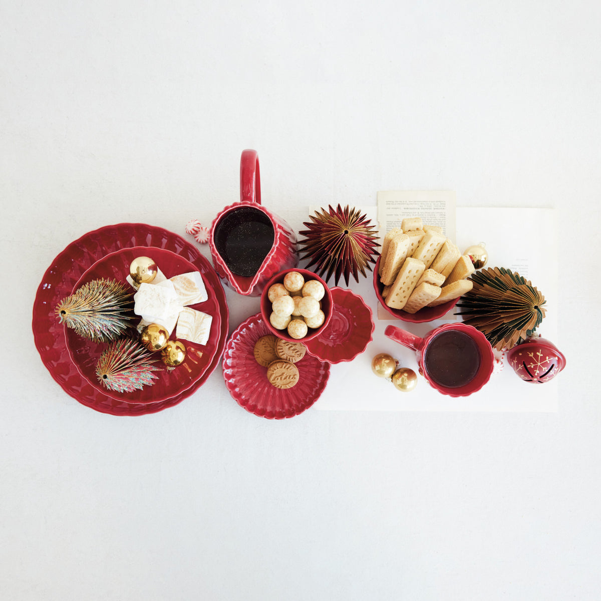 Red Fluted Mug w/ Saucer