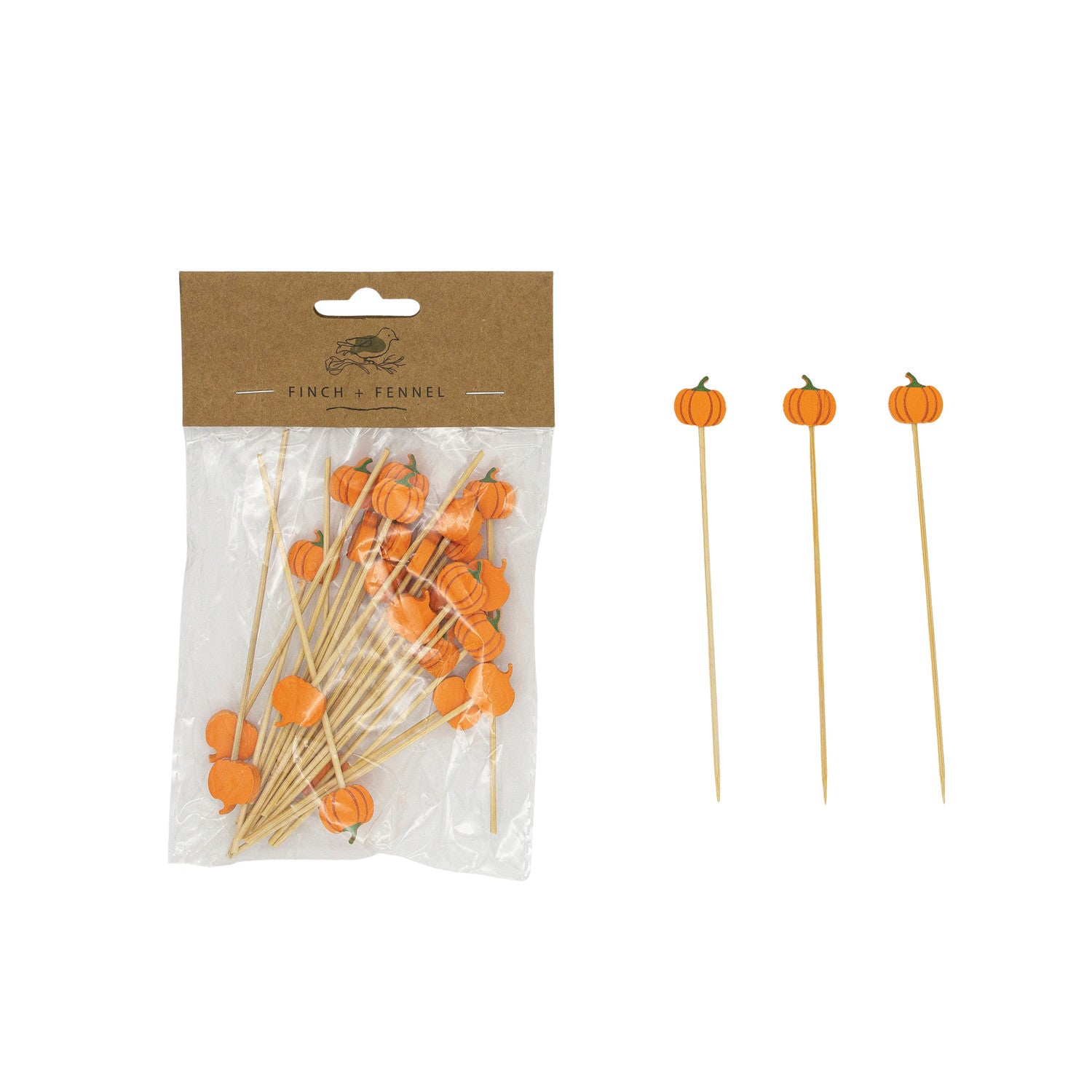 Pumpkin Shaped Toothpicks - Set of 50