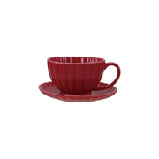 Red Fluted Mug w/ Saucer