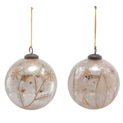 5" Antique Silver Etched Mercury Glass Ball Ornament