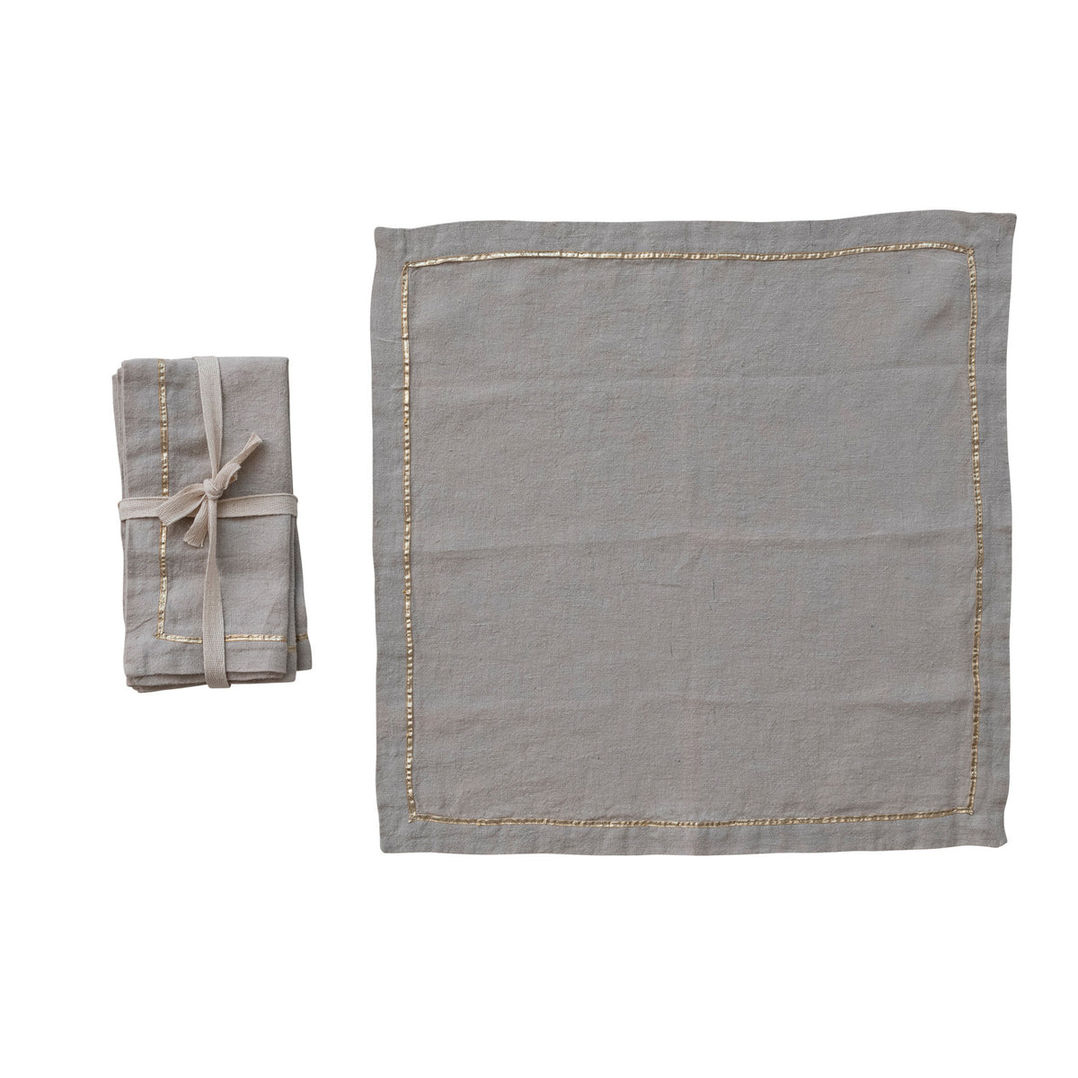 Linen Napkins w/  Metallic Gold Border - Set of 4