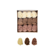 Faux Pinecones with Glitter, Pink, Brown & Cream Color, Boxed Set of 9