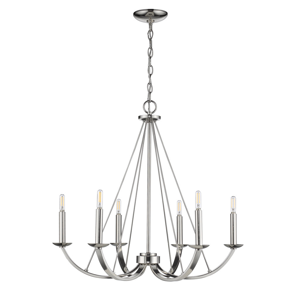 Valentina 6 light Polished Nickel Chandelier
